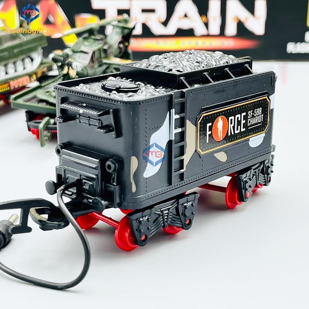 MA Military Train with Real Smoke, Light & Sound - 19022B - Madina Gift