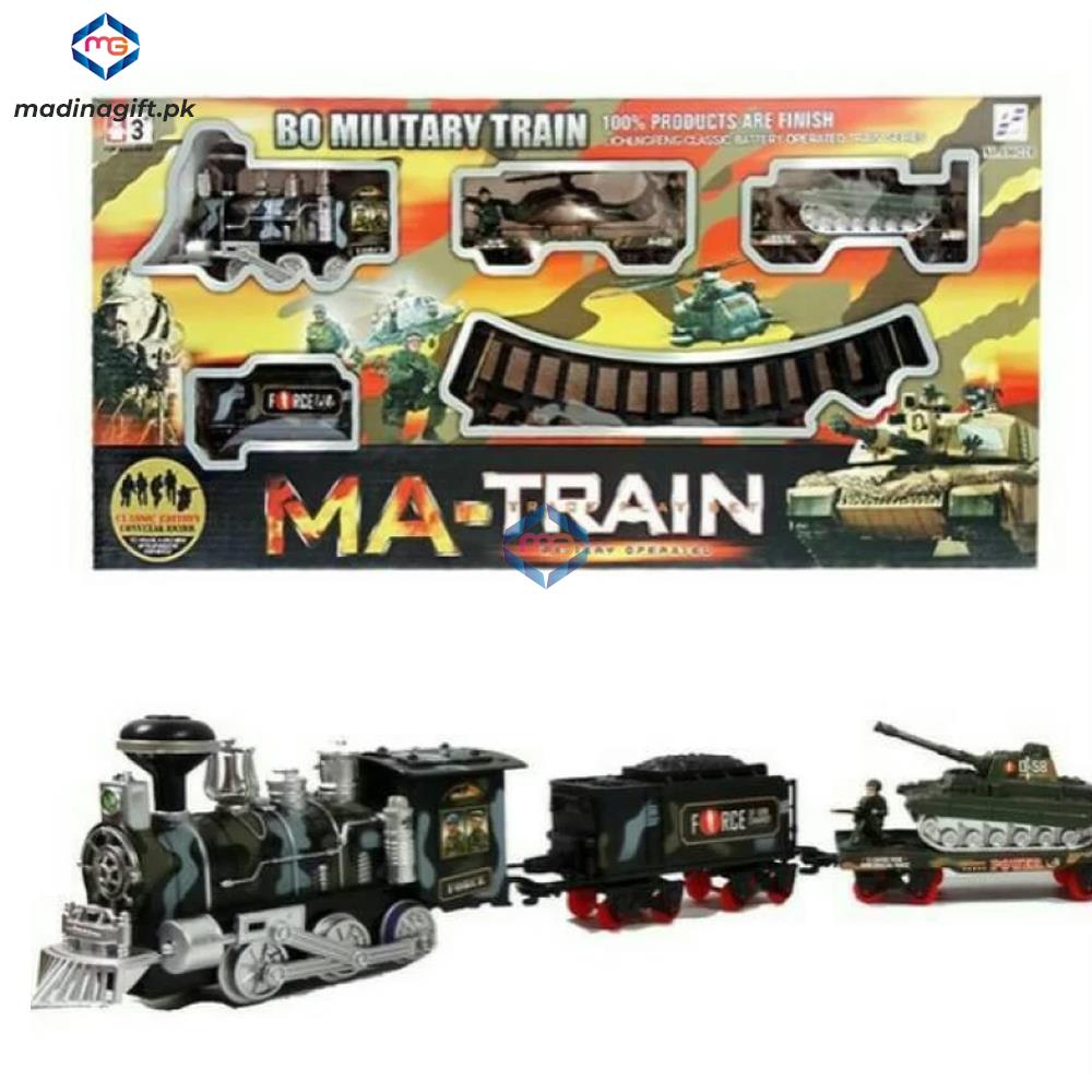 MA Military Train with Real Smoke, Light & Sound - 19022B - Madina Gift