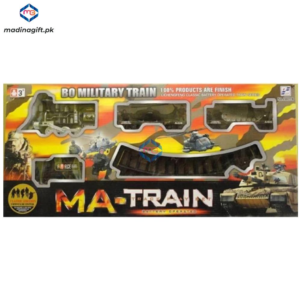 MA Military Train with Real Smoke, Light & Sound - 19022B - Madina Gift
