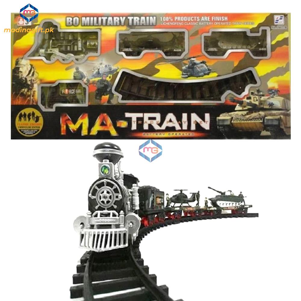 MA Military Train with Real Smoke, Light & Sound - 19022B - Madina Gift