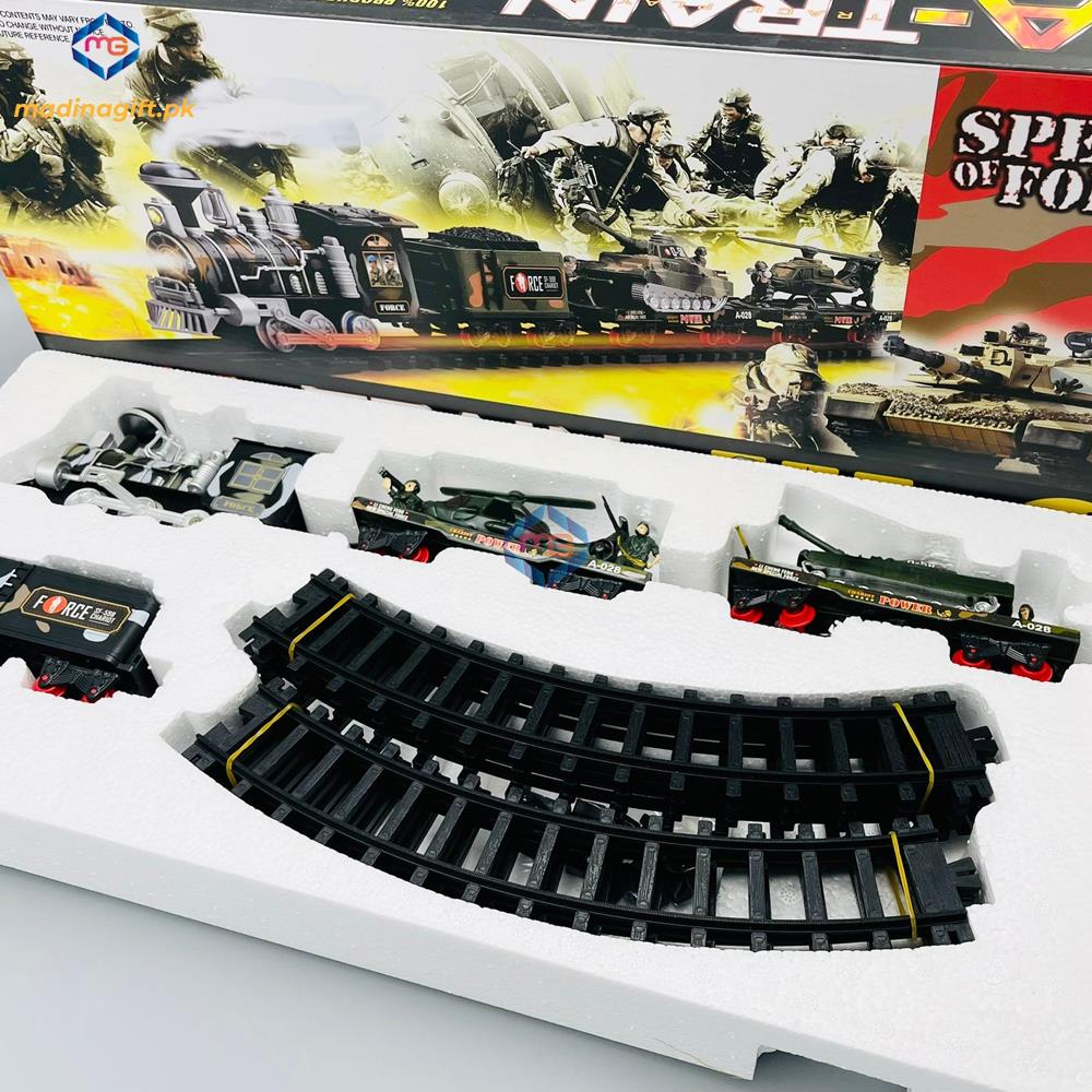 MA Military Train with Real Smoke, Light & Sound - 19022B - Madina Gift