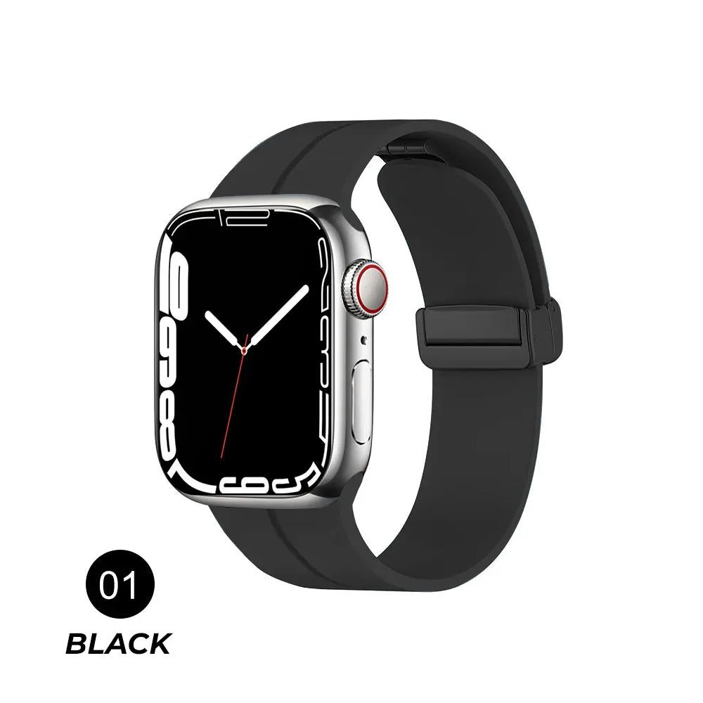 Steel Magnetic Folding Buckle Silicon Smart Watch Bands