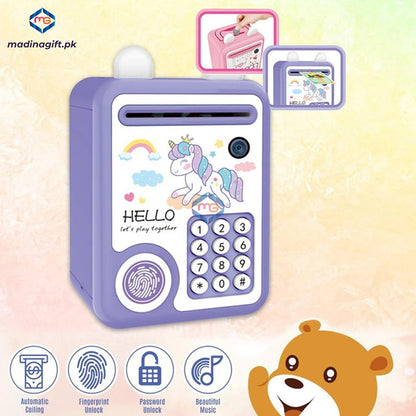 Mini Unicorn ATM Bank With Fingerprint Lock & Music - 5928-1