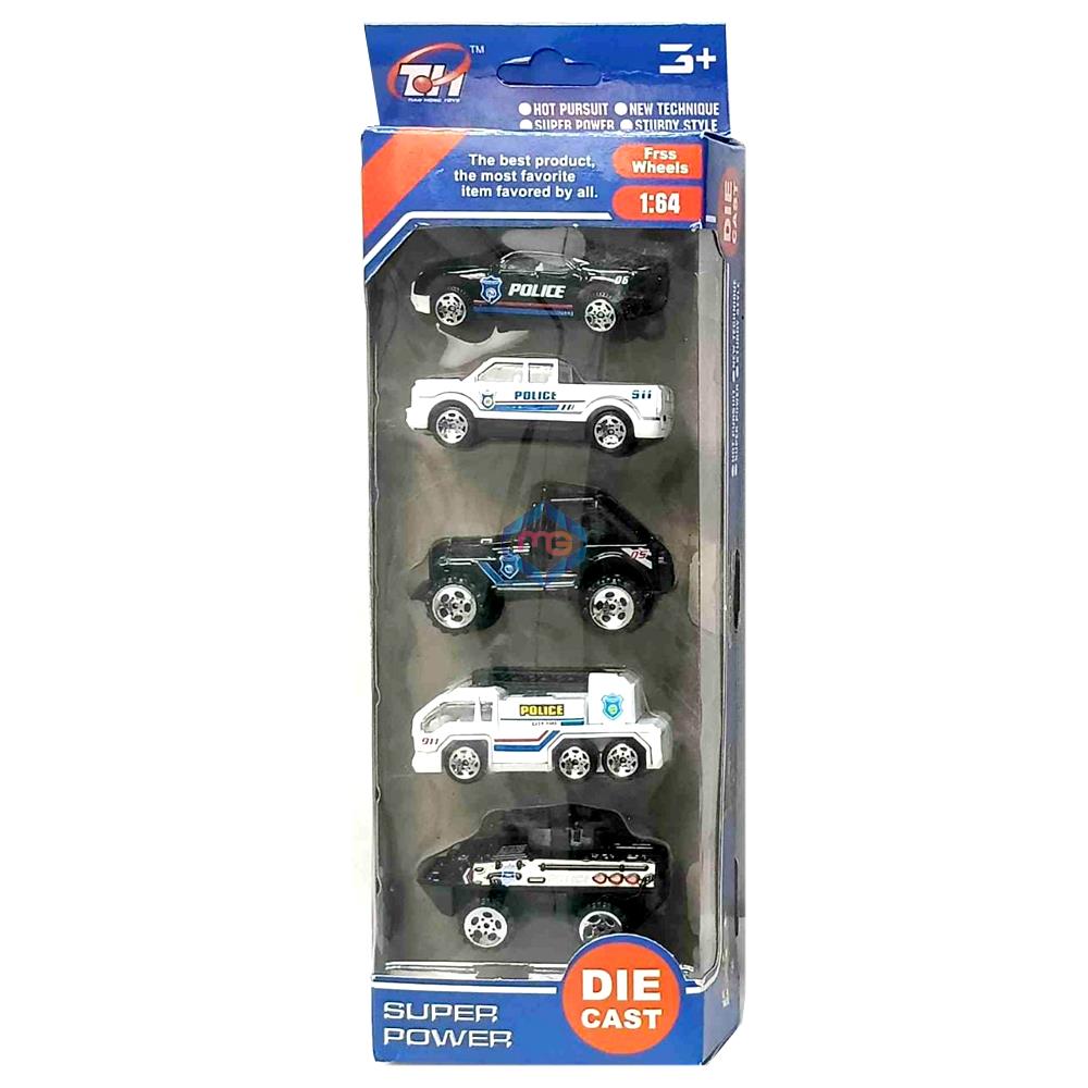 Police Die Cast Mini Vehicles Series 5 Pcs Set - 733  - Madina Gift