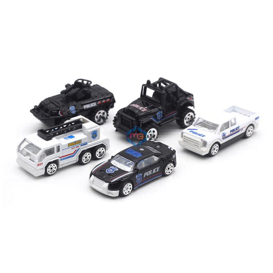 Police Die Cast Mini Vehicles Series 5 Pcs Set - 733  - Madina Gift