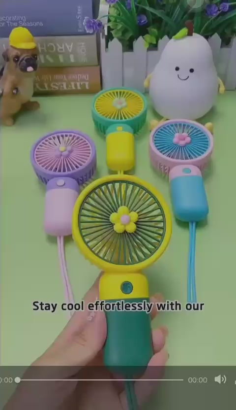 Floral Macaron Mini Handheld Fan With Holding Base Online in Karachi Pakistan madinagift.pk