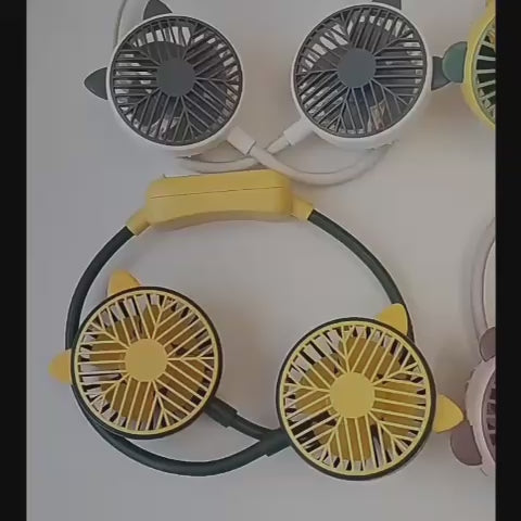 Dual Head Cartoon Portable Neck Flexible Fan Online in Karachi Pakistan madinagift.pk