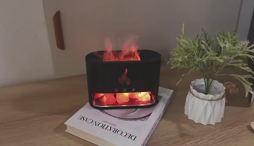 Blaze Aroma Diffuser Crystal Salt Stone & Realistic Flame Aromatherapy Madina Gift
