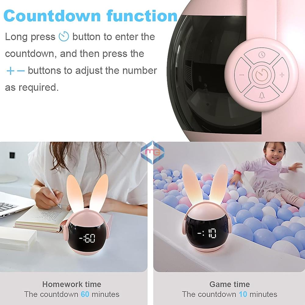 Rabbit Alarm Clock Night Light - Madina Gift