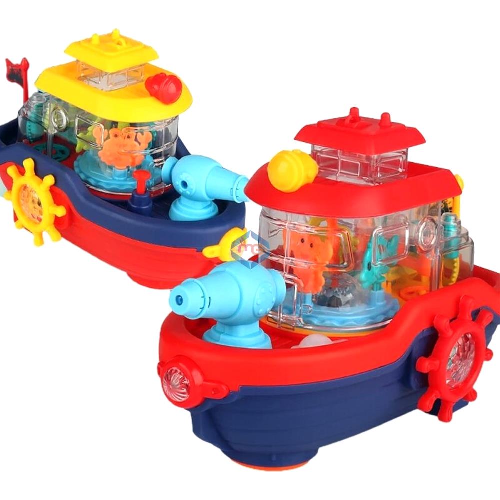 Water Cannon Boat with Sound & Light Transparent Toy for Toddlers 999-58 - Madina Gift