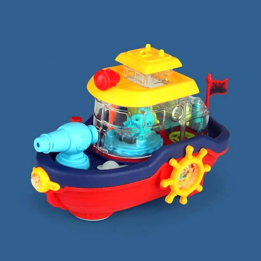 Water Cannon Boat with Sound & Light Transparent Toy for Toddlers 999-58 - Madina Gift