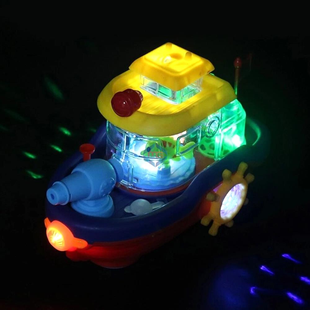 Water Cannon Boat with Sound & Light Transparent Toy for Toddlers 999-58 - Madina Gift