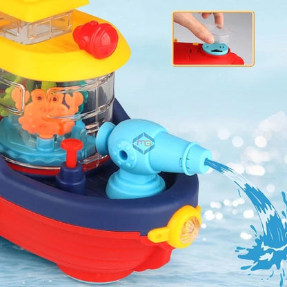 Water Cannon Boat with Sound & Light Transparent Toy for Toddlers 999-58 - Madina Gift