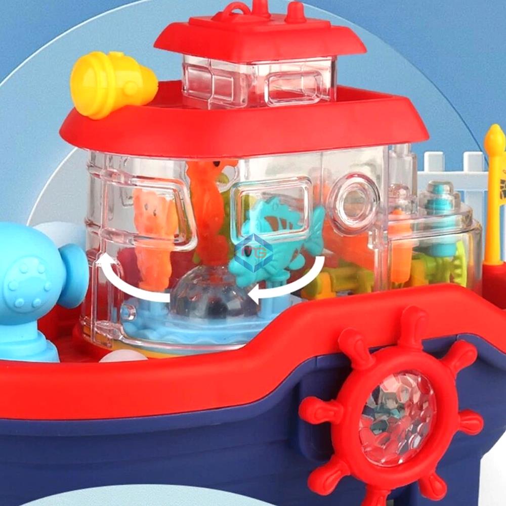 Water Cannon Boat with Sound & Light Transparent Toy for Toddlers 999-58 - Madina Gift