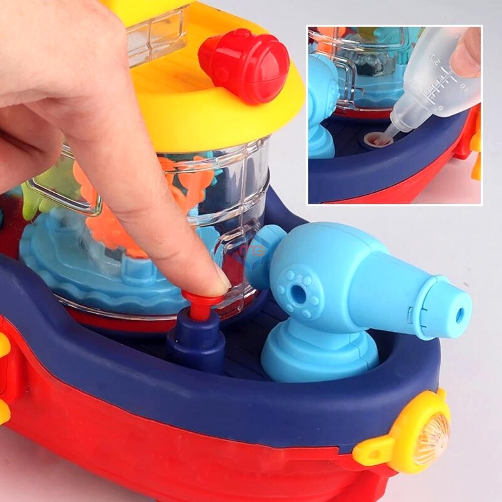 Water Cannon Boat with Sound & Light Transparent Toy for Toddlers 999-58 - Madina Gift