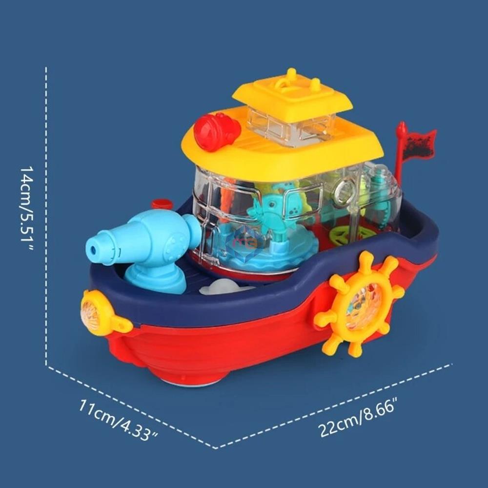 Water Cannon Boat with Sound & Light Transparent Toy for Toddlers 999-58 - Madina Gift