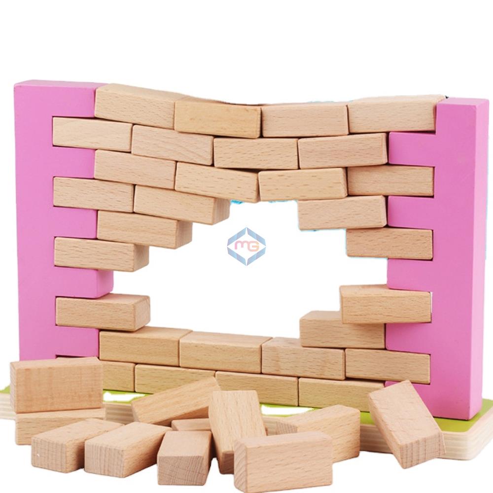 Wooden Stacking Bricks Wall Game 44 pieces - Madina Gift