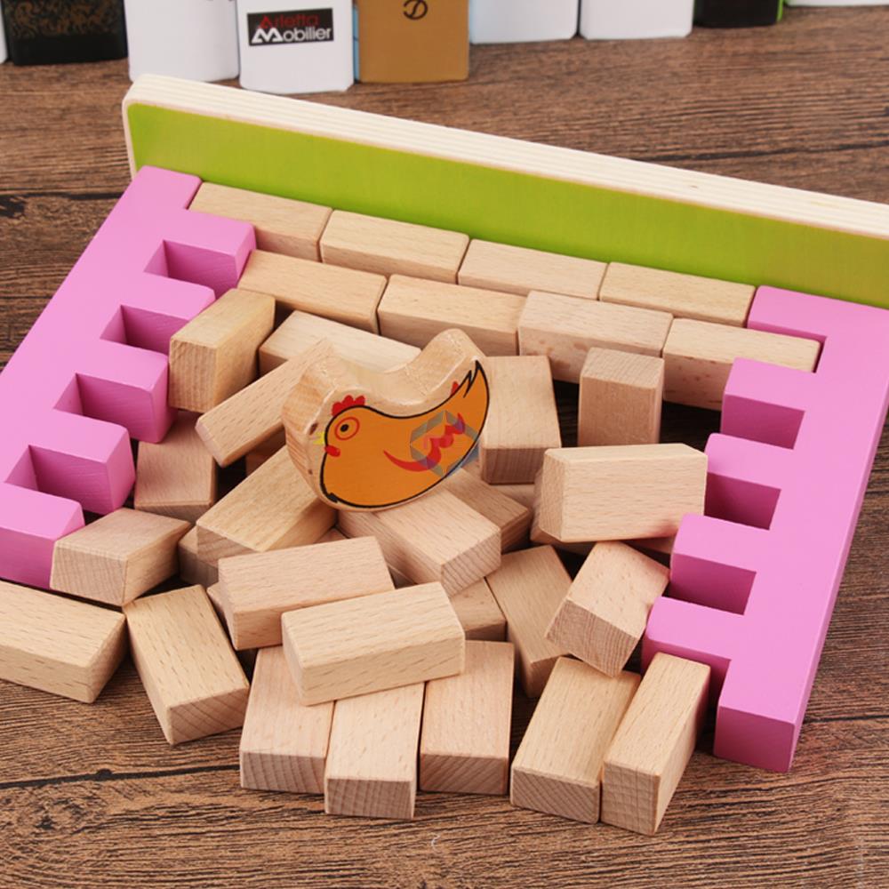 Wooden Stacking Bricks Wall Game 44 pieces - Madina Gift